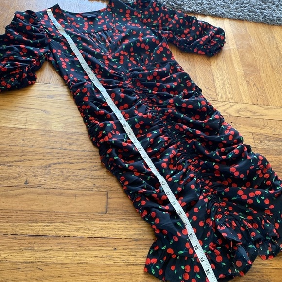 Wednesday's Girl mini tea ruched dress in cherry print Size XS - Picture 15 of 15
